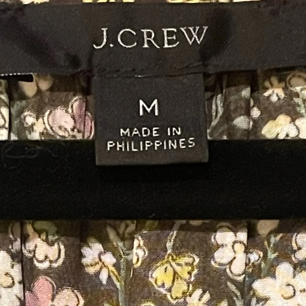 J.Crew Ruffle Featherweight Satin Scoop Neck Top in Floral Stripe‎ Cottagecore M